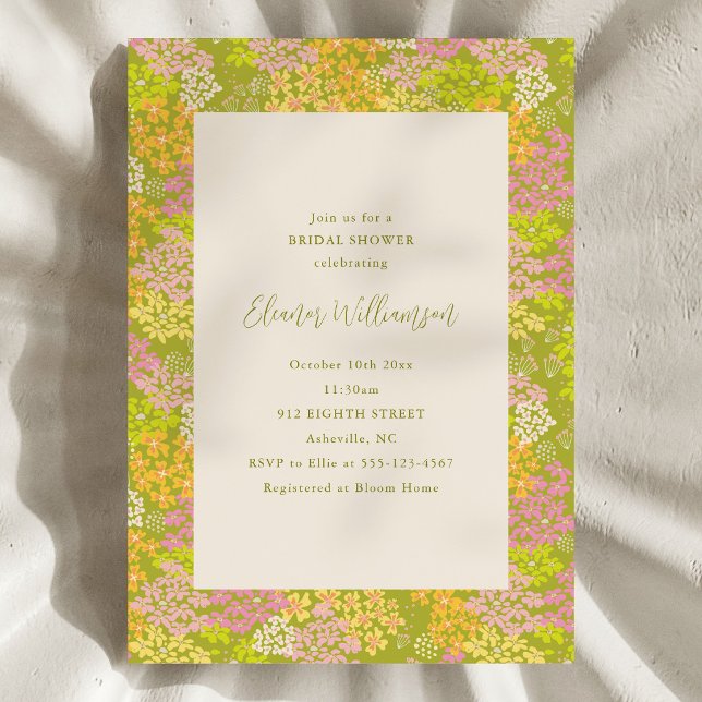 Spring Lime Green Floral Bridal Shower Invitation Inbjudningar (Skapare uppladdad)