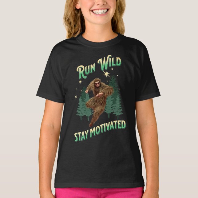 Spring Lopp, Håll Motivations Rolig Bigfoot T Shirt (Framsida)