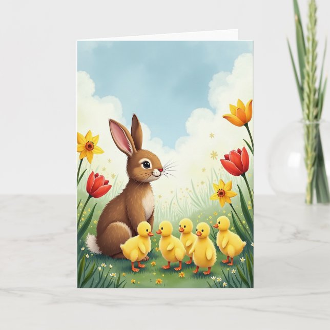 Spring Meadow Animal Card Kort (Framsida)