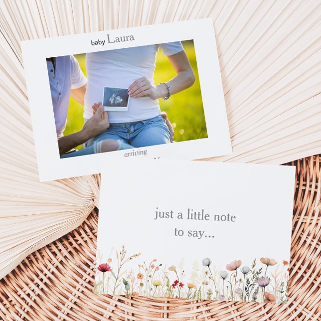 Spring Meadow Floral Baby Announcement Card Tack Kort (Skapare uppladdad)
