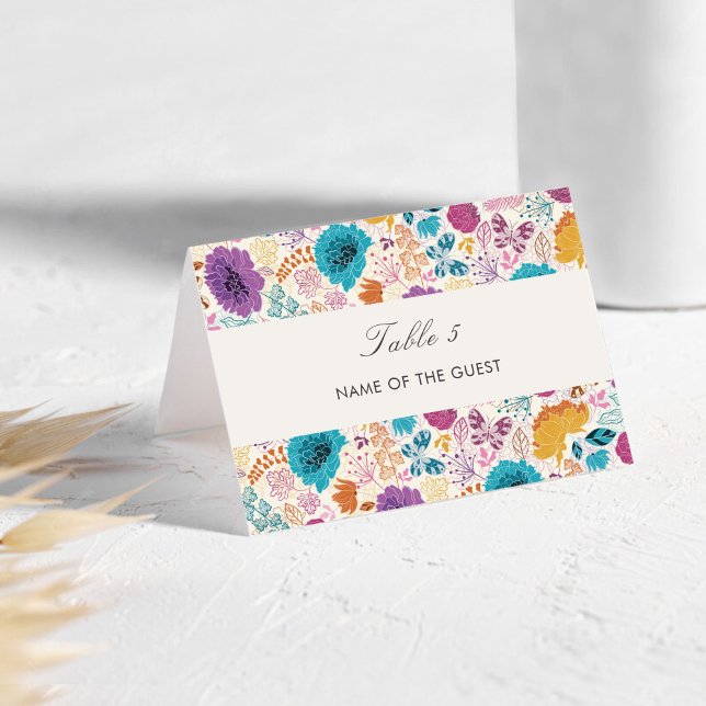 Spring Meadow Purple Flowers Wedding Place Card Bordsnummer (Skapare uppladdad)