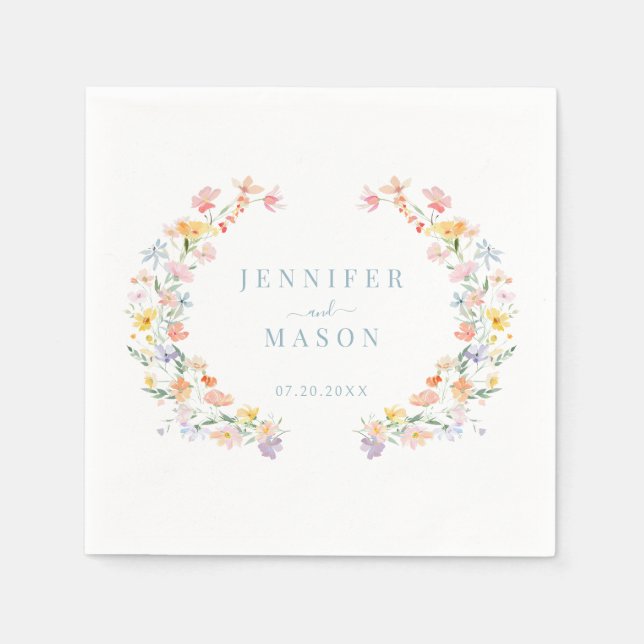 Spring Meadow Wildflowers Garden Wedding Pappersservett (Framsidan)