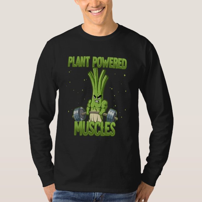 Spring Onion Gym Weight Training Plant Powered Mus T Shirt (Framsida)