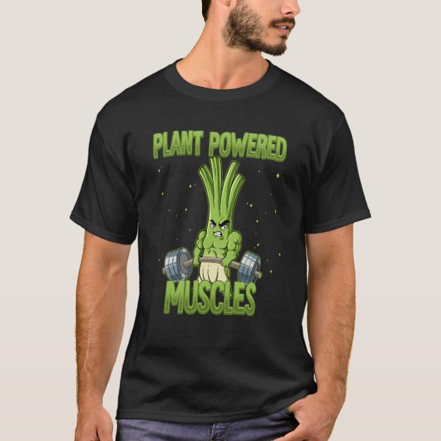 Spring Onion Gym Weight Training Plant Powered Mus T Shirt (Framsida)
