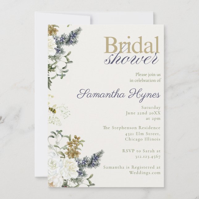 Spring or Winter floral Bridal Shower  Inbjudningar (Framsida)