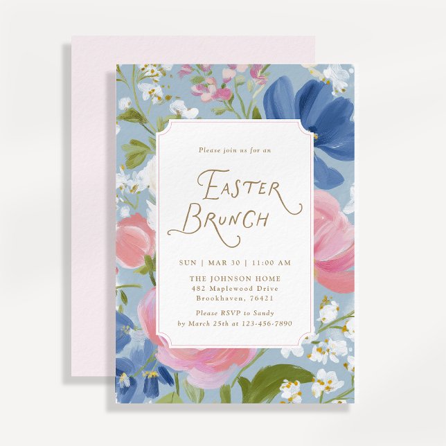 Spring Painted Floral Easter Brunch Invitation Inbjudningar (Skapare uppladdad)