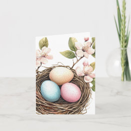 Spring Pastel Bird's Nest Note Card Anteckningskort