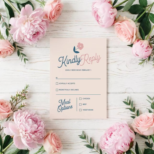 Spring Pastel Petals RSVP Card Spara Datumet (Skapare uppladdad)