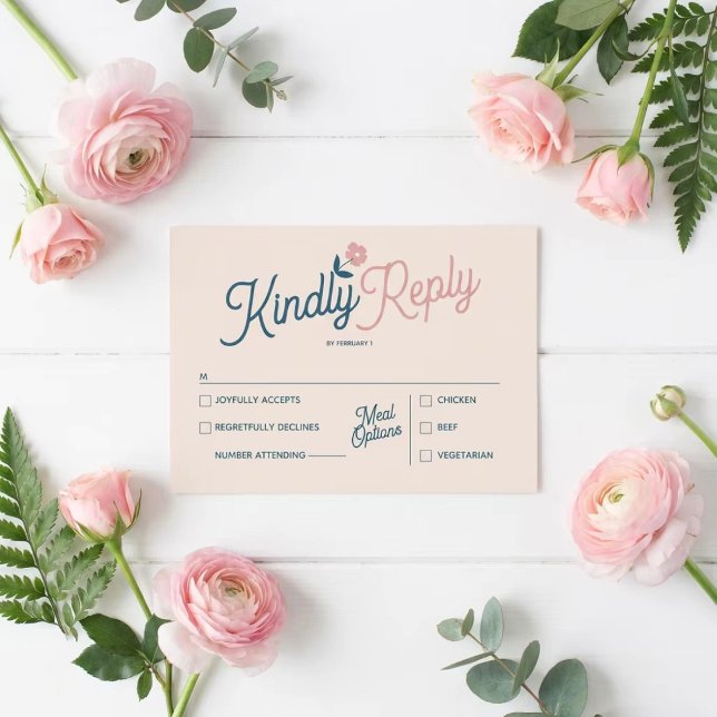 Spring Pastel Petals RSVP Card Spara Datumet (Skapare uppladdad)