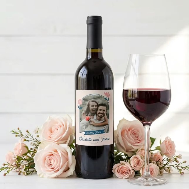 Spring Pastel Petals Save the Date Vinflaska Etikett (Skapare uppladdad)