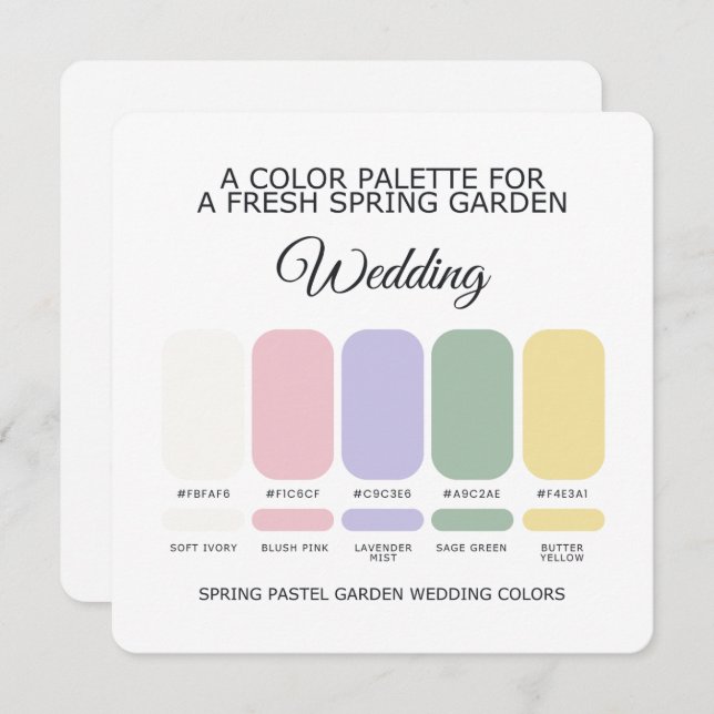 Spring Pastel Wedding Color Palette Card Inbjudningar (Fram/baksida)