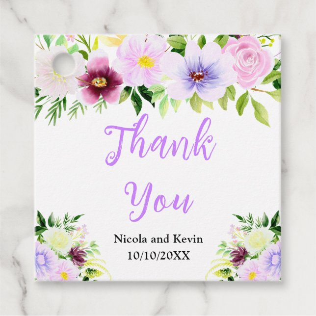 Spring Purple Flowers with Foliage Gåvor Etiketter (Framsida)