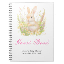 Spring Rabbit Baby Shower Guest Book Anteckningsbok