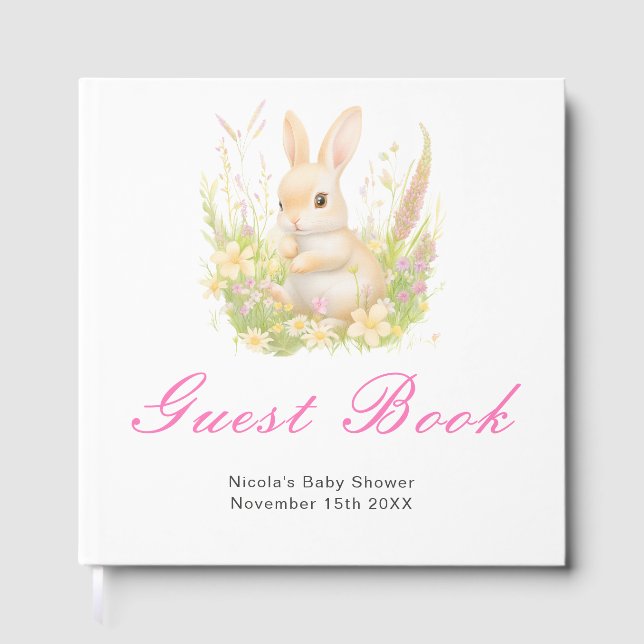 Spring Rabbit Baby Shower Guest Book Gästböcker (Framsida)