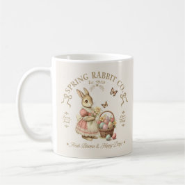 Spring Rabbit Co Vintage Bunny Floral Art Kaffemugg