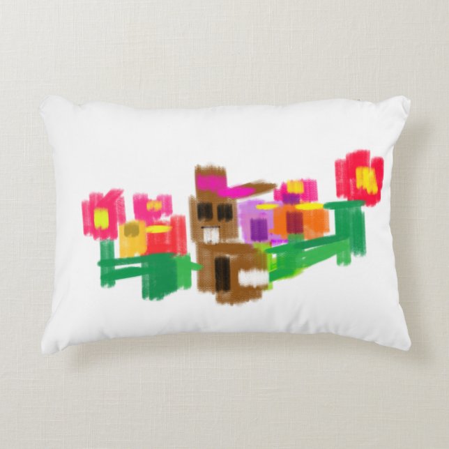 Spring Rabbit Prydnadskudde (Framsidan)