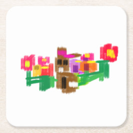 Spring Rabbit Underlägg Papper Kvadrat