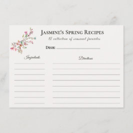 Spring Recipe Card Floral Seasonal Kitchen Meddelande