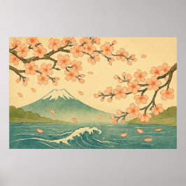 Spring Reverie: Cherry Blossoms at Fuji’s Edge Poster