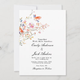 spring simple hand drawn Floral elegant wedding Inbjudningar