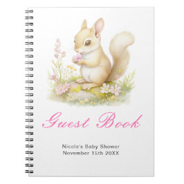 Spring Squirrel Baby Shower Guest Book Anteckningsbok