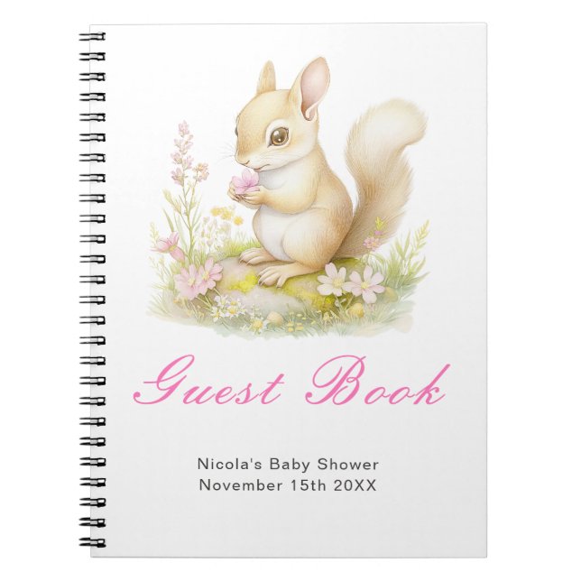 Spring Squirrel Baby Shower Guest Book Anteckningsbok (Framsidan)
