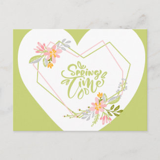 Spring Time Floral Heart Greeting Card Vykort