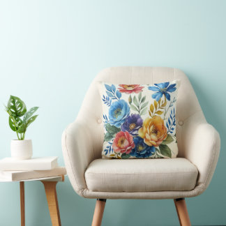 Spring Watercolor Floral Print Kudde