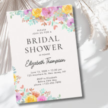 Spring watercolor Flowers Bridal Shower