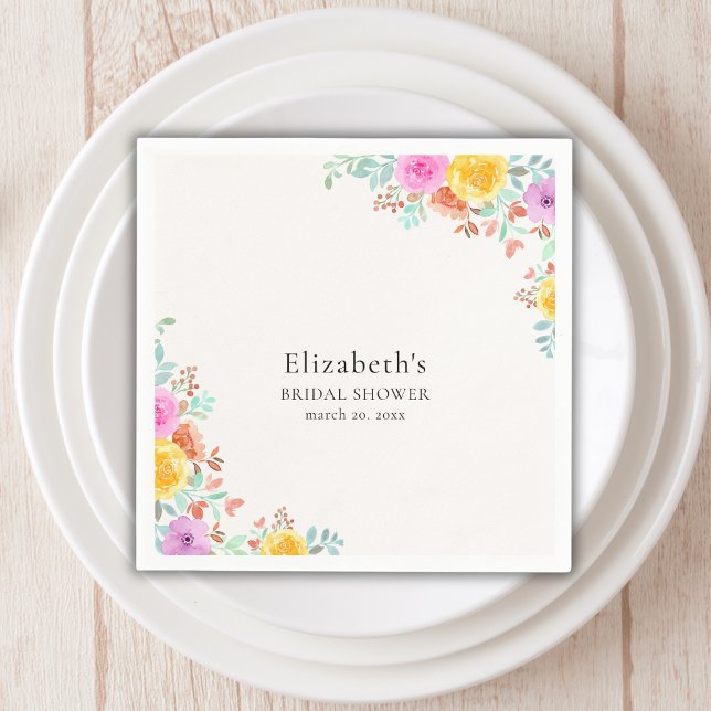 Spring watercolor Flowers Bridal Shower Pappersservett (Skapare uppladdad)
