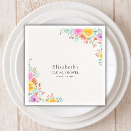 Spring watercolor Flowers Bridal Shower Pappersservett