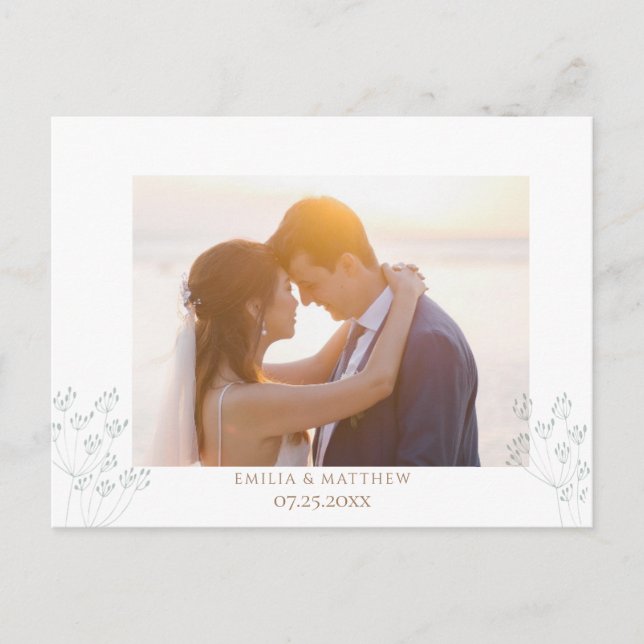 Spring Wedding Photo Thank you Postcard Vykort (Framsida)