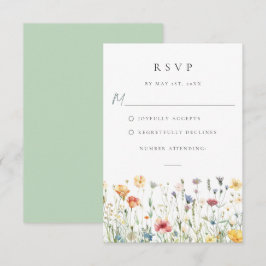 Spring Wildflower Field Wedding RSVP Card OSA Kort