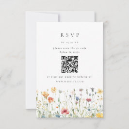 Spring Wildflower QR Code Wedding RSVP Card OSA Kort