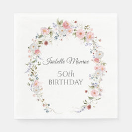 Spring Wildflowers Purple Pink 50th Birthday  Pappersservett