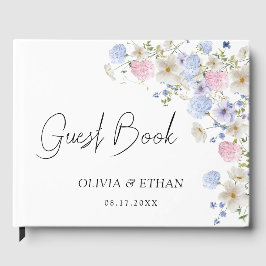 Spring Wildflowers Purple Pink Wedding Gästböcker