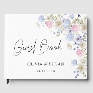 Spring Wildflowers Purple Pink Wedding Gästböcker