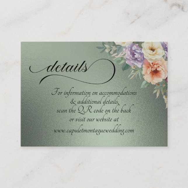 Spring Wildflowers, QR Code - Sage Tilläggskort (Framsida)