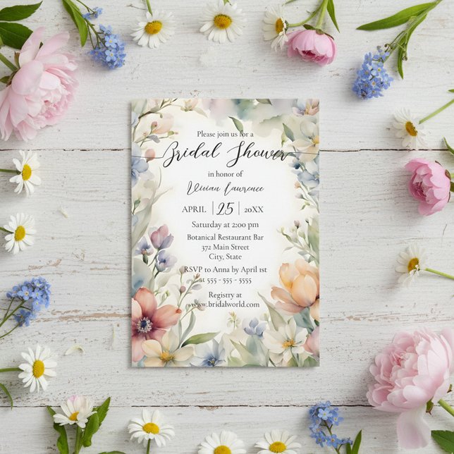 Spring Wildflowers Watercolor Floral Bridal Shower Inbjudningar (Skapare uppladdad)