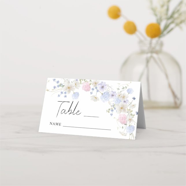 Spring Wildflowers Wedding Table Number Placeringskort (Framsida)