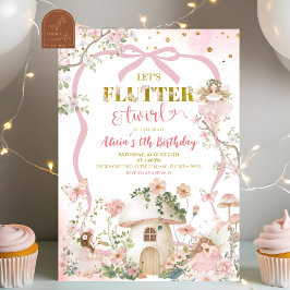 Spring woodland fairy flutter and twirl birthday inbjudningar