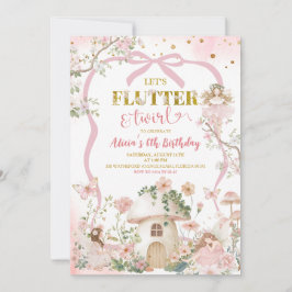 Spring woodland fairy flutter and twirl birthday inbjudningar