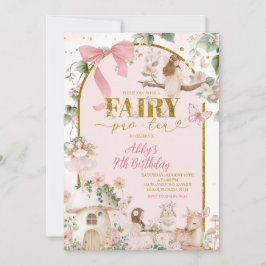 Spring woodland tea party fairy birthday  inbjudningar