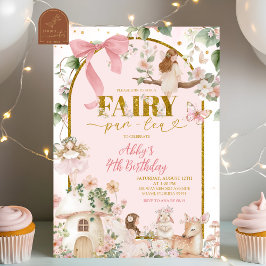 Spring woodland tea party fairy birthday  inbjudningar