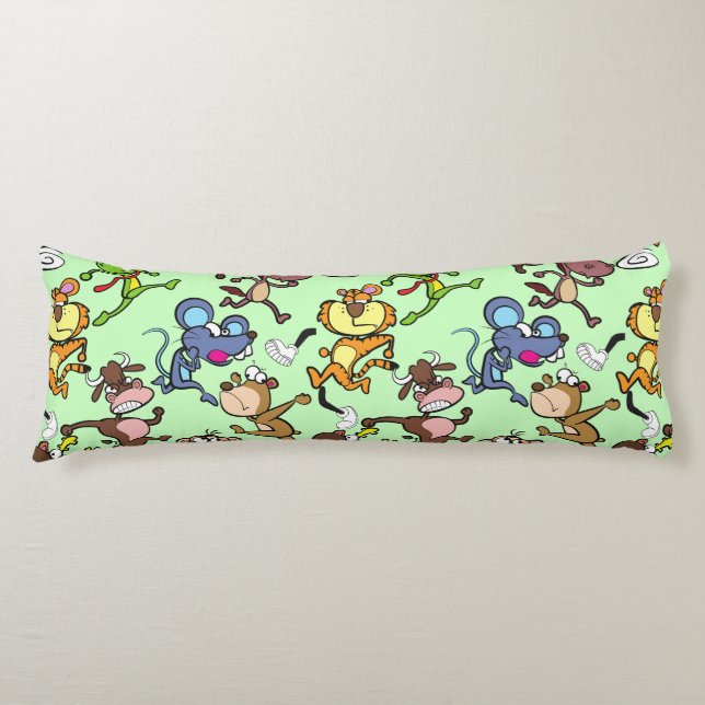 Springa 2023, Cute-Tecknader runt L Grönt BG Kroppskudde (Framsidan)