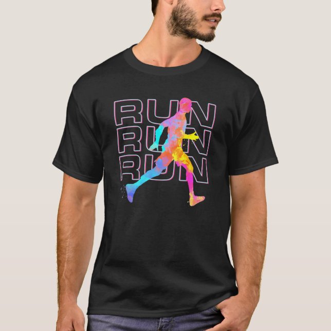 Springa Artsy Springer Roligt för marathon Track R T Shirt (Framsida)