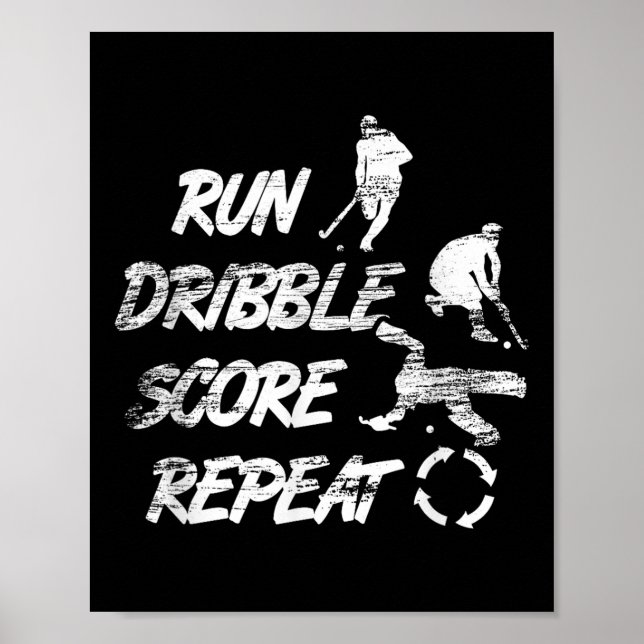 Springa Dribbla Spara Upprepa Landhockeyspelare  Poster (Framsidan)