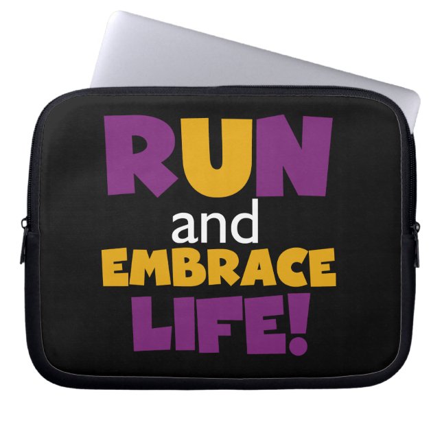 Springa Embrace Life Lila Gult Laptop Sleeve (Framsidan)