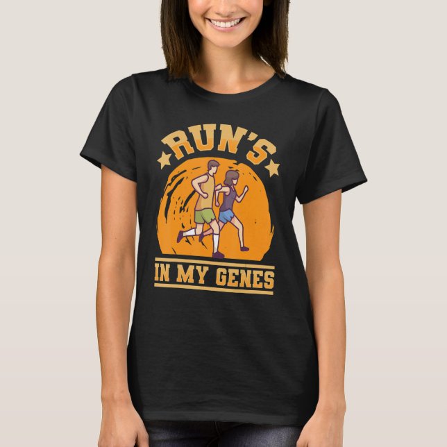 Springa finns i mina gener Motivational Marathon D T Shirt (Framsida)