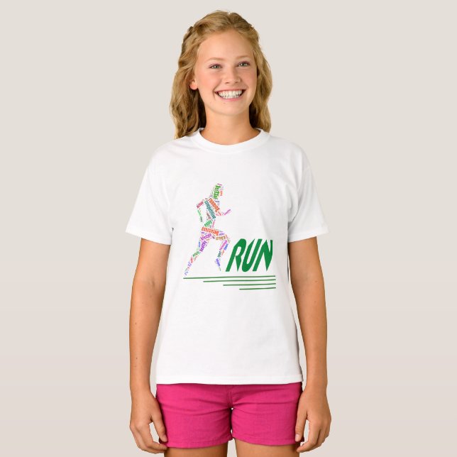 Springa flicka, springa t shirt (Hel framsida)